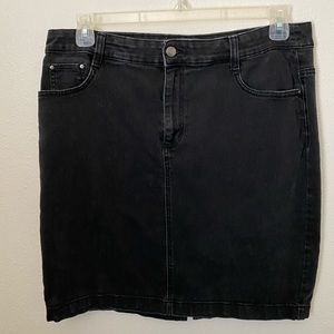Stretchy black denim skirt